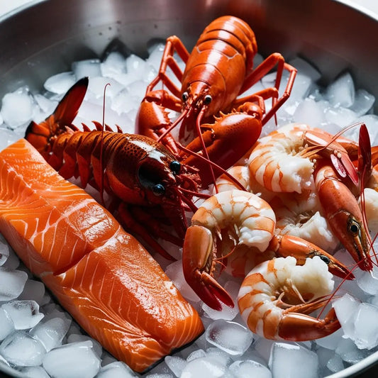 Premium Imported Catch: Salmon, Lobster & Prawns